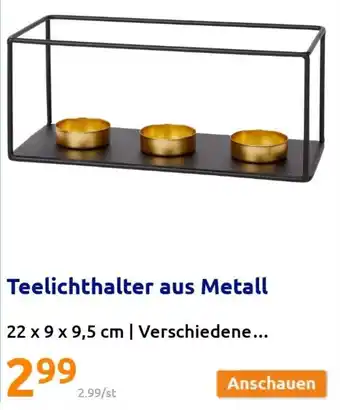 Action Teelichthalter aus Metall 22 x 9 x 9,5 cm Angebot