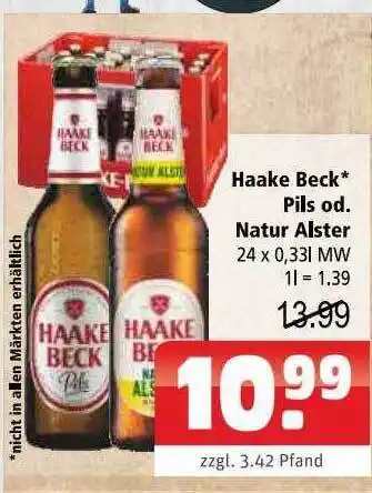 Getränkehaus Haake beck pils oder natur alster Angebot