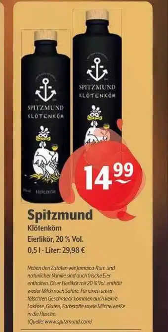 Getränke Hoffmann Spitzmund klötenköm eierlikör Angebot