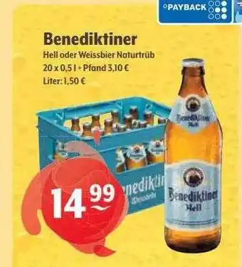 Getränke Hoffmann Benediktiner hell oder weissbier naturtrüb Angebot