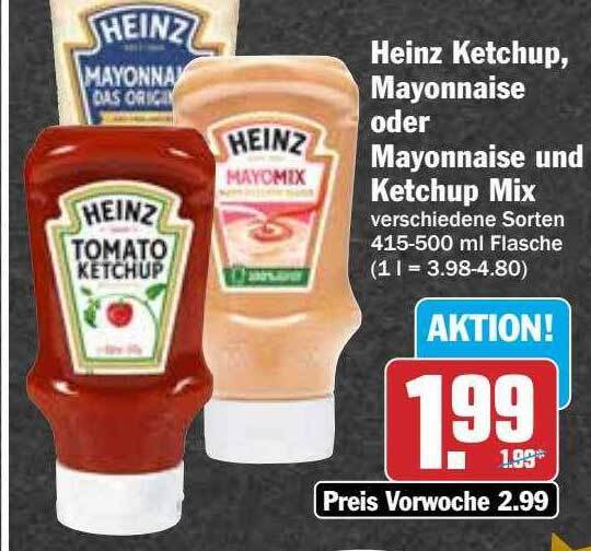 Heinz ketchup, mayonnaise oder ketchup mix Angebot bei Hit