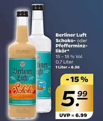 NETTO Berliner luft schoko- oder pfefferminzlikör Angebot