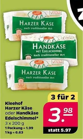 NETTO Kleehof harzer käse oder handkäse edelschimmel Angebot