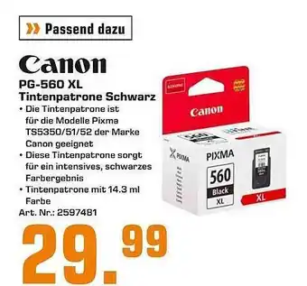 Saturn Canon pg-560 xl tintenpatrone schwarz Angebot