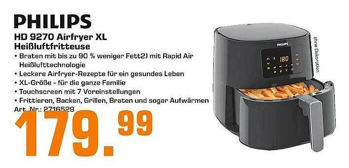 Philips hd 9270 airfryer xl heißluftfritteuse Angebot bei Saturn