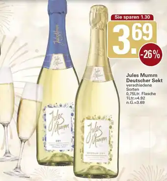 WEZ Jules Mumm Deutscher Sekt 0,75Ltr. Flasche Angebot