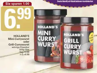 WEZ Holland's Mini Currywurst oder Grill-Currywurst 500 g Glas Angebot