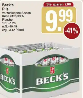 WEZ Beck's Pils 24x0,33 Ltr. Flasche Angebot