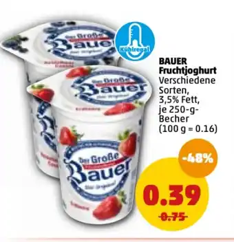 PENNY Bauer Fruchtjoghurt 250 g Becher Angebot