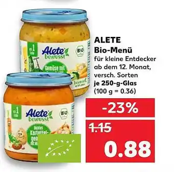 Kaufland Alete Bio-Menü Angebot