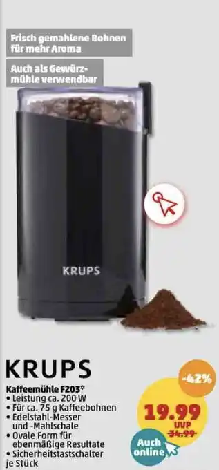 PENNY Krups Kaffeemühle F203 Angebot