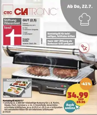 PENNY Clatronic Kontaktgrill KG3571 Angebot