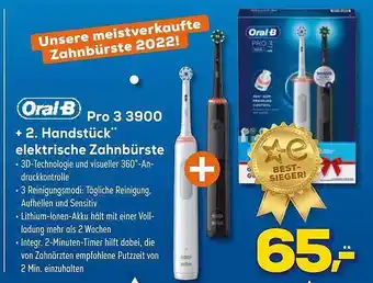 Euronics XXL Oral-b pro 3 3900 + 2. handstück elektrische zahnbürste Angebot