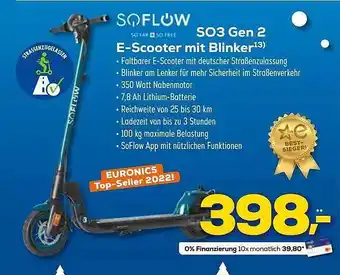 Euronics XXL Soflow so3 gen 2 e-scooter mit blinker Angebot