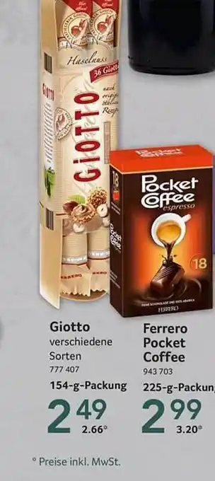 Selgros Giotto, ferrero pocket coffee Angebot