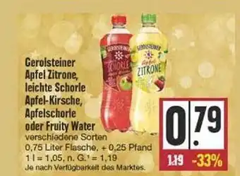 Edeka Gerolsteiner apfel zitrone, leichte schorle apfel-kirsche, apfelschorle oder fruity water Angebot