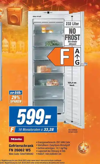 Expert Miele gefrierschrank fn 26062 ws Angebot