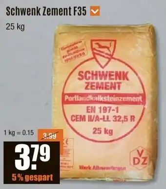 V Baumarkt Schwenk Zement F35, 25 kg Angebot