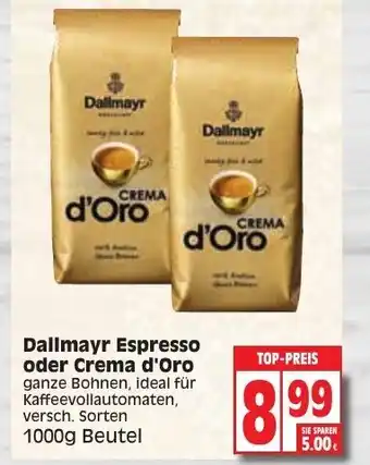 Edeka Dallmayr Espresso oder Crema d'Oro 1000g Beutel Angebot