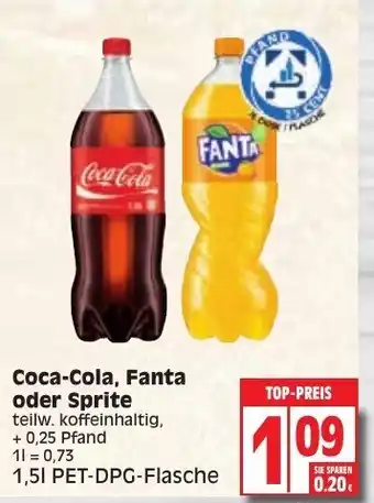 Edeka Coca Cola, Fanta oder Sprite 1,5L Angebot