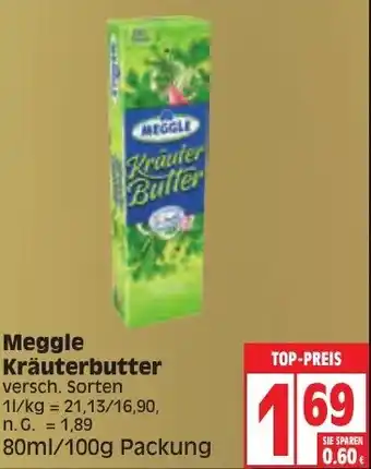 Edeka Meggle Kräuterbutter 80 ml/100 g Packung Angebot