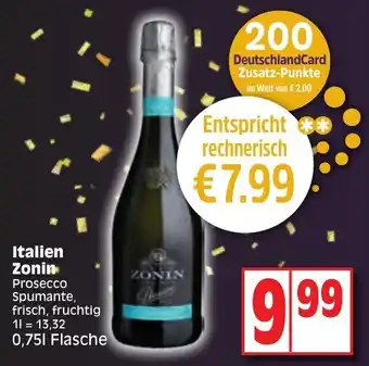 Edeka Italien Zonin Prosecco Spumante 0,75L Flasche Angebot