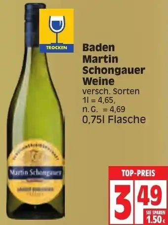 Edeka Baden Martin Schongauer Weine 0,75 L Flasche Angebot