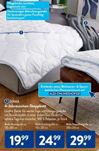 Aldi Süd Dormia 4 Jahreszeiten Steppbett Angebot