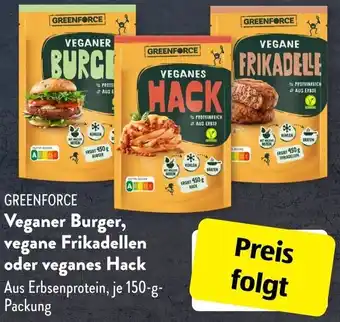 Aldi Süd Greenforce Veganer Burger, Vegane Frikadellen oder veganes Hack 150 g Packung Angebot