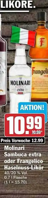 AEZ Molinari sambuca extra oder frangelico haselnuss likör Angebot