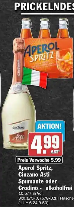 AEZ Aperol spritz, cinzano asti spumante oder crodino - alkoholfrei Angebot