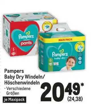 METRO Pampers baby dry windeln oder höschenwindeln Angebot