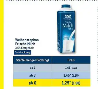 METRO Weihenstephan frische milch Angebot