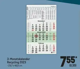 METRO 3-monatskalender recycling 2023 Angebot