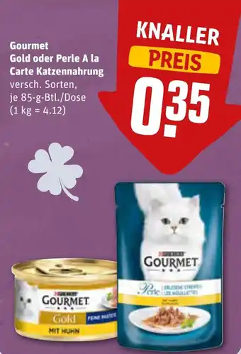 REWE Gourmet Gold oder Perle A la Carte Katzennahrung 85 g Btl./Dose Angebot