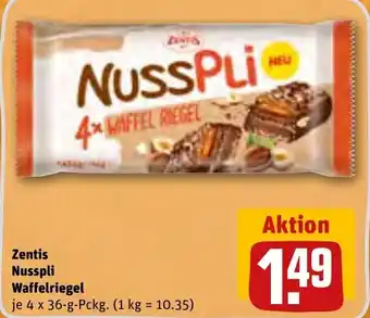 REWE Zentis Nusspli Waffelriegel 4 x 36 g Angebot