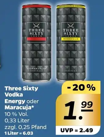 NETTO Three Sixty Vodka Energy oder Maracuja 0,33 Liter Angebot