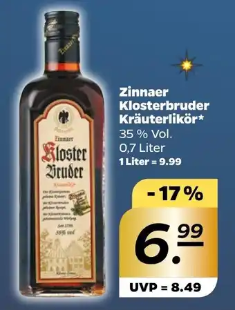 NETTO Zinnaer Klosterbruder Kräuterlikör 0,7 Liter Angebot