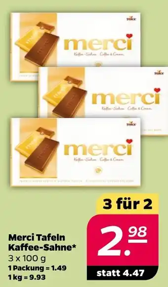 NETTO Merci Tafeln Kaffee Sahne 3 x 100 g Angebot