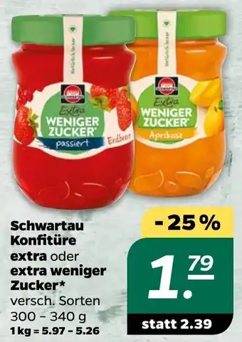 NETTO Schwartau Konfitüre extra oder extra weniger Zucker 300-340 g Angebot