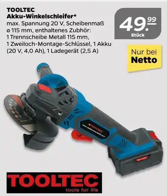 NETTO Tooltec Akku Winkelschleifer Angebot