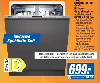 Expert Technomarkt NEFF Einbau Geschirrspüler vollintegriert GVMK20 60 cm Angebot