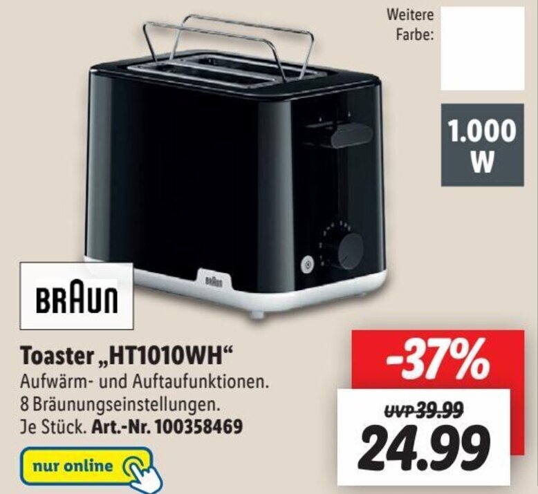 Braun Toaster ,,HT1010WH" Angebot bei Lidl