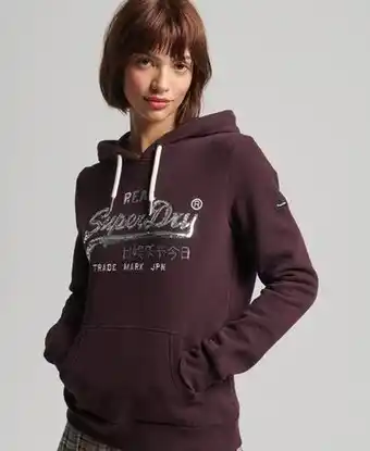 Superdry Superdry women's boho glitzer-hoodie mit vintage-logo rot Angebot