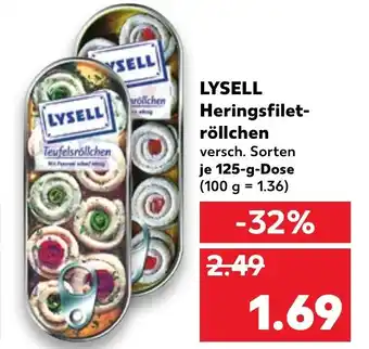 Kaufland Lysell Heringsfiletröllchen 125g Angebot