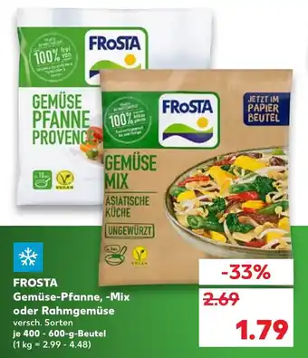 Kaufland Frosta Gemüse Pfanne, Mix oder Rahmgemäüse 400-600g Beutel Angebot