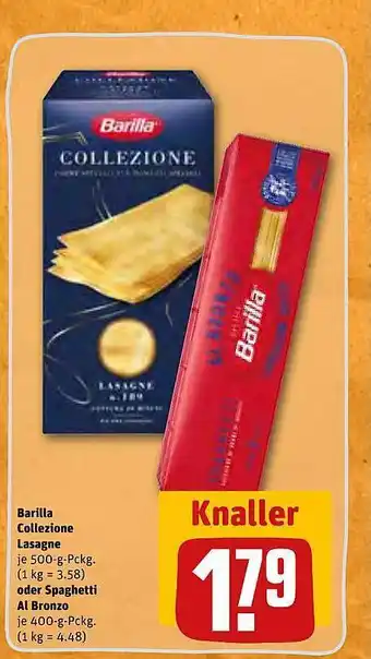 REWE Barilla collezione lasagne oder spaghetti al bronzo Angebot