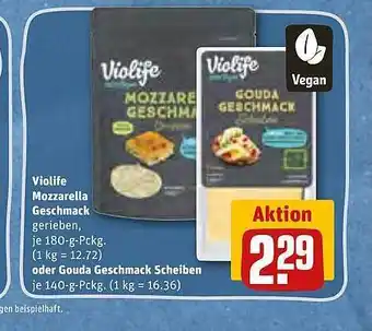 REWE Violife mozzarella geschmack oder gouda geschmack scheiben Angebot