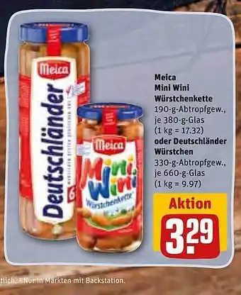 REWE Meica mini wini würstchenkette oder deutschländer würstchen Angebot