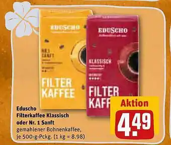 REWE Kaufpark Eduscho filterkaffee klassisch oder nr. 1 sanft Angebot